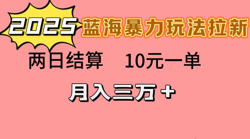 蓝海暴力拉新项目，10元一单，两日结算，月入3w➕-小白搞钱