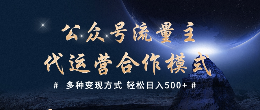 公众号流量主代运营  多种变现方式 轻松日入500+-小白搞钱