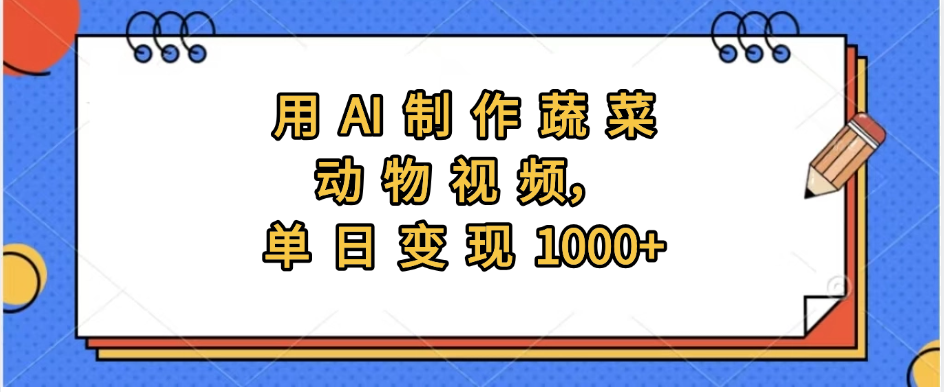 用AI制作蔬菜动物视频，实现日入1000+-小白搞钱