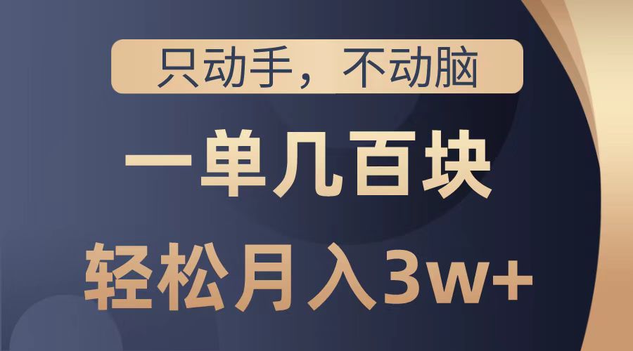 只动手不动脑，一单几百块，轻松月入2w+，看完就能直接操作，详细教程-小白搞钱