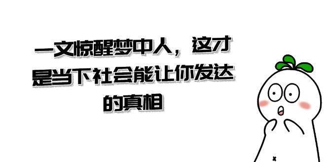 某公众号付费文章《一文 惊醒梦中人，这才是当下社会能让你发达的真相》-小白搞钱