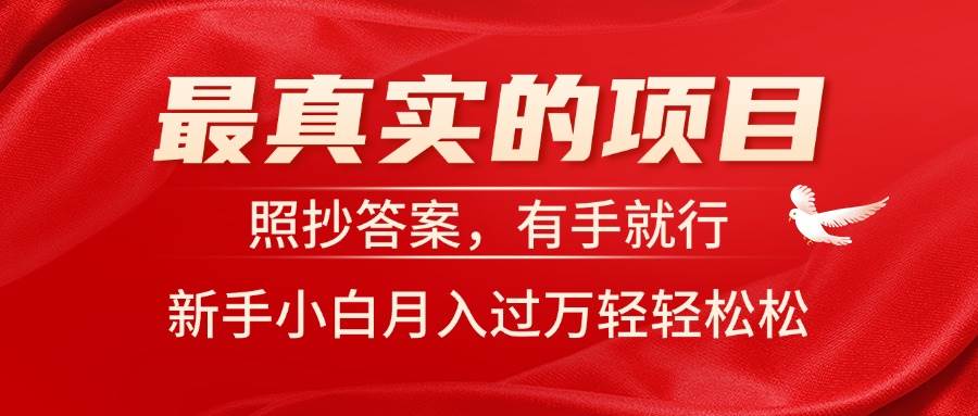 最真实的项目，照抄答案，有手就行，新手小白月入过万轻轻松松-小白搞钱