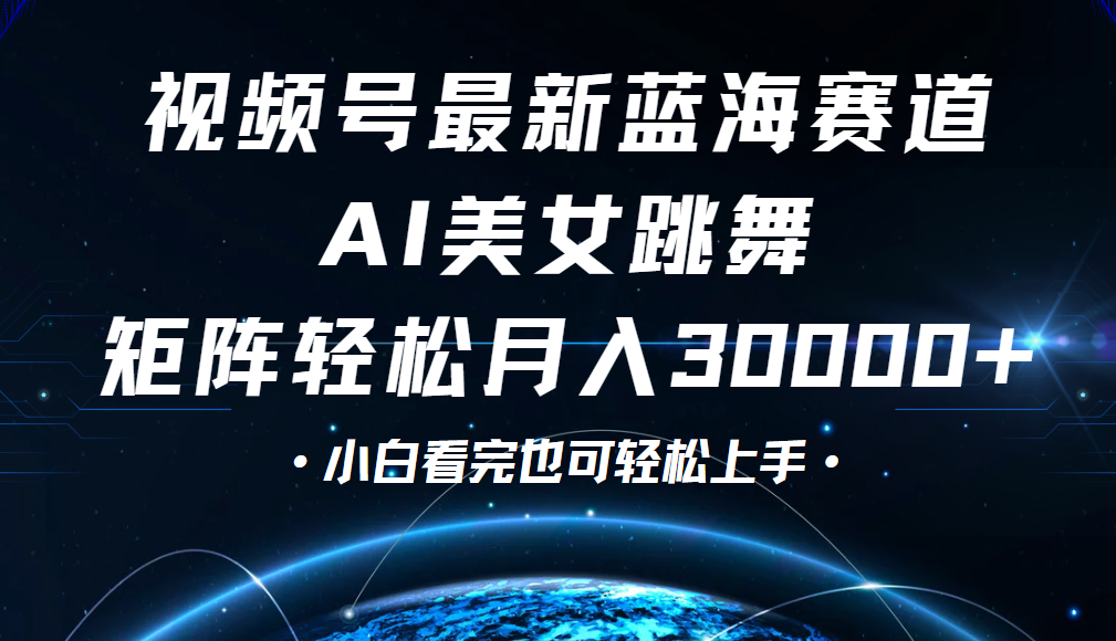 视频号蓝海赛道玩法，当天起号，拉爆流量收益，小白也能轻松月入30000+-小白搞钱