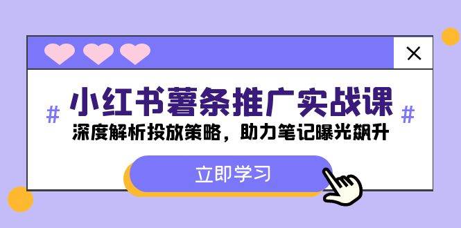 小红书-薯 条 推 广 实战课：深度解析投放策略，助力笔记曝光飙升-小白搞钱