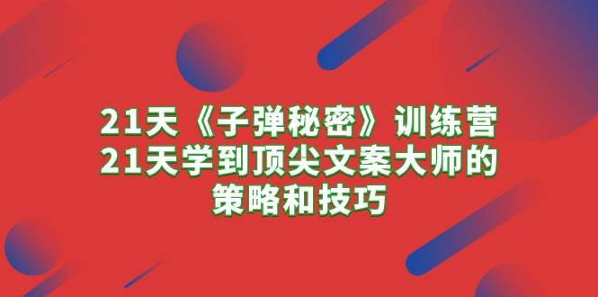 21天《子弹秘密》训练营，21天学到顶尖文案大师的策略和技巧-小白搞钱