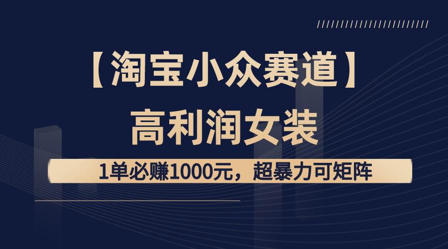 【淘宝小众赛道】高利润女装：1单必赚1000元，超暴力可矩阵-小白搞钱