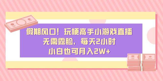假期风口！玩梗高手小游戏直播，无需露脸，每天2小时，小白也可月入2W+-小白搞钱