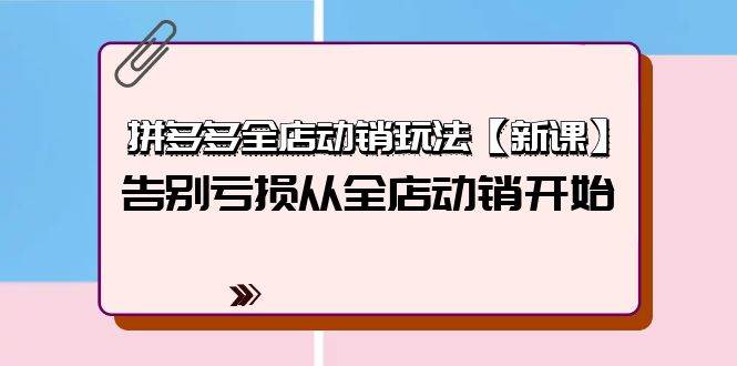 拼多多全店动销玩法【新课】，告别亏损从全店动销开始（4节视频课）-小白搞钱