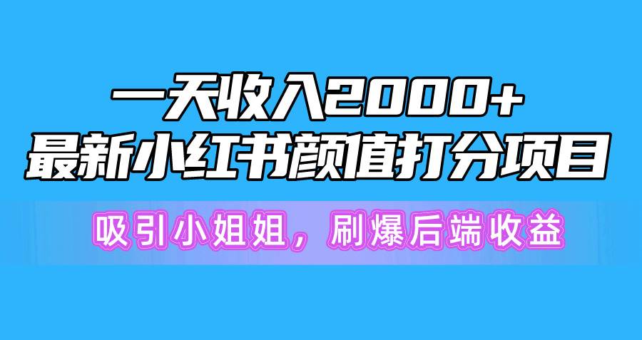 一天收入2000+，最新小红书颜值打分项目，吸引小姐姐，刷爆后端收益-小白搞钱