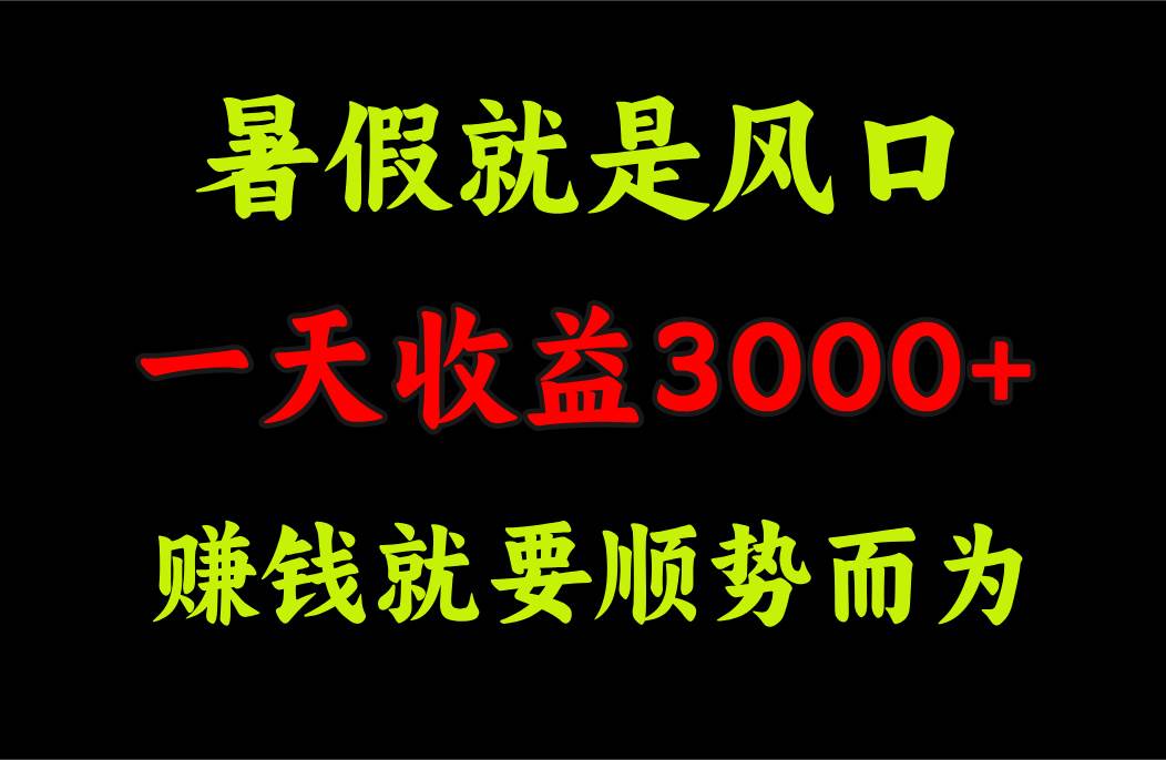 一天收益3000+ 赚钱就是顺势而为，暑假就是风口-小白搞钱