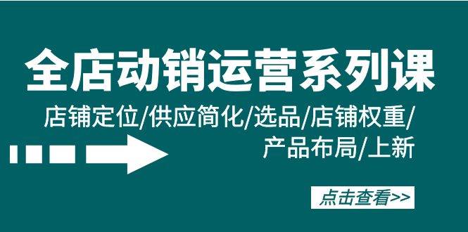 全店·动销运营系列课：店铺定位/供应简化/选品/店铺权重/产品布局/上新-小白搞钱