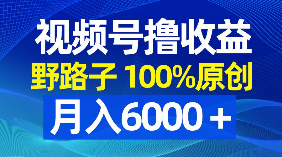 视频号野路子撸收益，100%原创，条条爆款，月入6000＋-小白搞钱