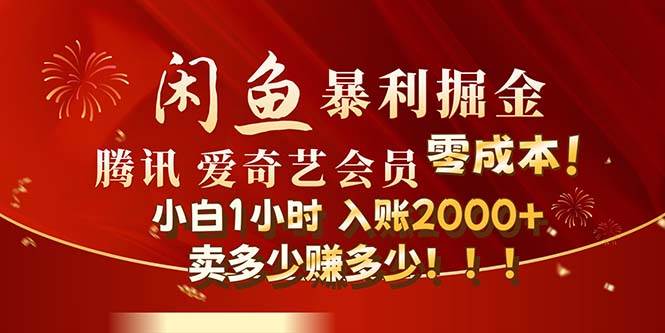 闲鱼全新暴力掘金玩法，官方正品影视会员无成本渠道！小白1小时收…-小白搞钱