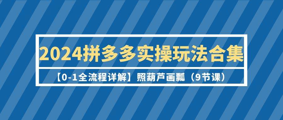 2024拼多多实操玩法合集【0-1全流程详解】照葫芦画瓢（9节课）-小白搞钱