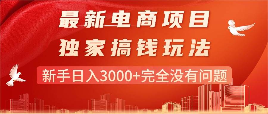 最新电商项目-搞钱玩法，新手日入3000+完全没有问题-小白搞钱