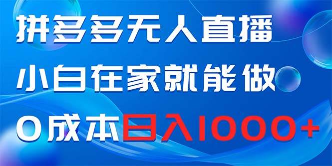 拼多多无人直播，小白在家就能做，0成本日入1000+-小白搞钱