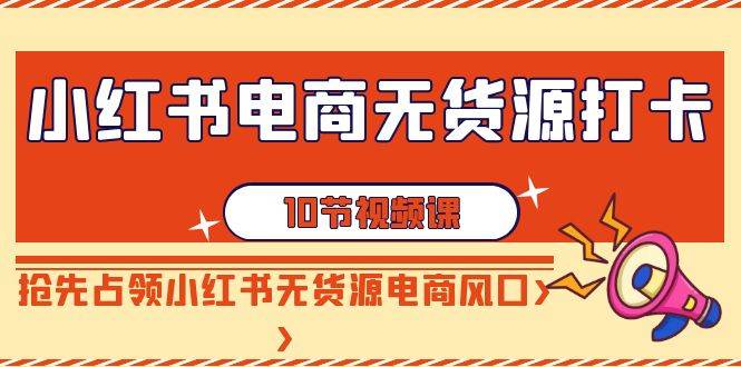 小红书电商-无货源打卡，抢先占领小红书无货源电商风口（10节课）-小白搞钱