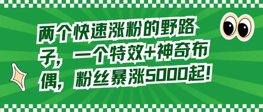 两个快速涨粉的野路子，一个特效+神奇布偶，粉丝暴涨5000起！-小白搞钱