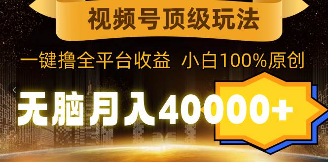 视频号顶级玩法，无脑月入40000+，一键撸全平台收益，纯小白也能100%原创-小白搞钱