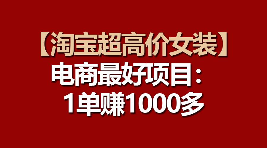 【淘宝超高价女装】电商最好项目：一单赚1000多-小白搞钱