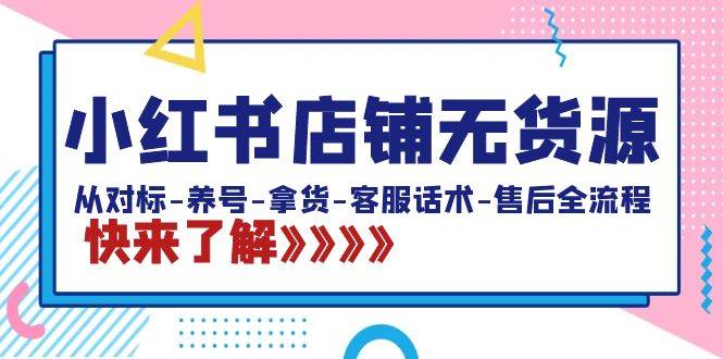 小红书店铺无货源：从对标-养号-拿货-客服话术-售后全流程（20节课）-小白搞钱