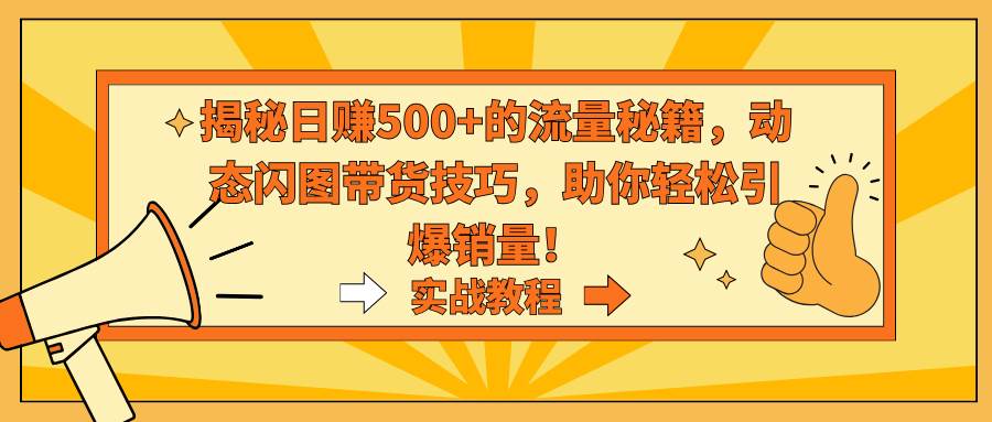 揭秘日赚500+的流量秘籍，动态闪图带货技巧，助你轻松引爆销量！-小白搞钱