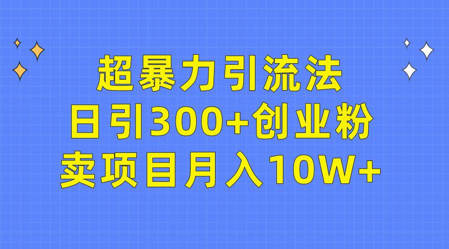 超暴力引流法，日引300+创业粉，卖项目月入10W+-小白搞钱