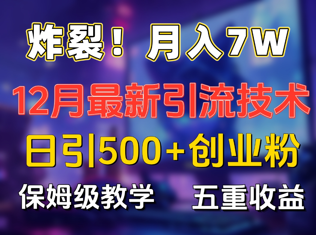 炸裂！月入7W+揭秘12月最新日引流500+精准创业粉，多重收益保姆级教学-小白搞钱
