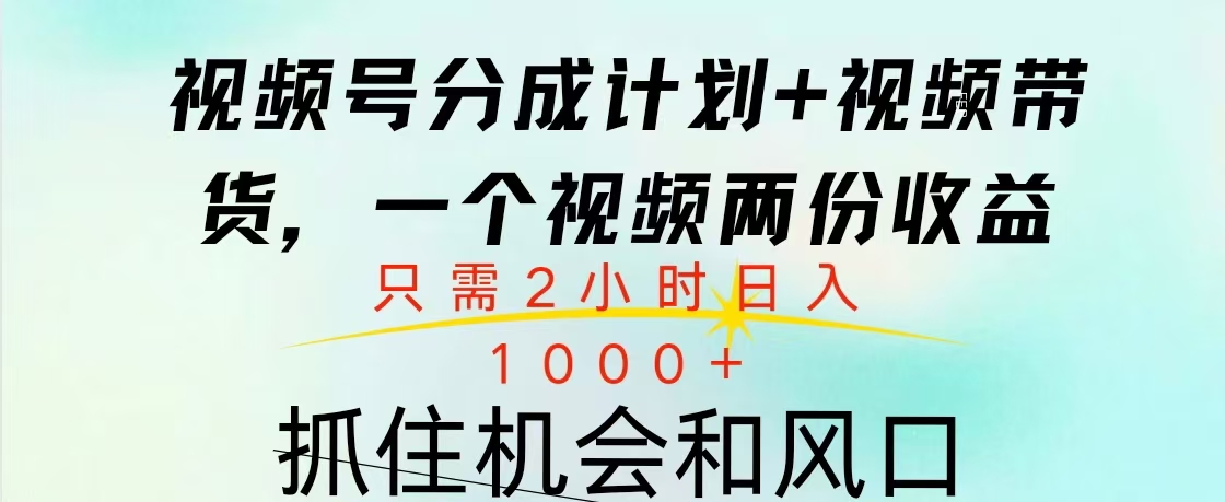 视频号橱窗带货， 10分钟一个视频， 2份收益，日入1000+-小白搞钱