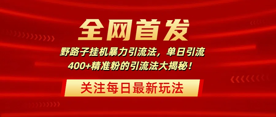 全网首发,野路子挂机暴力引流法,单日引流400+精准粉的引流法大揭秘!-小白搞钱