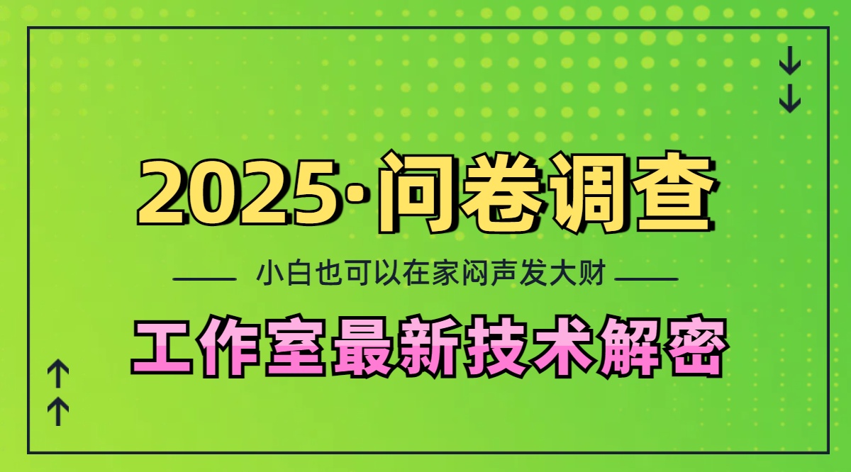 2025《问卷调查》最新工作室技术解密：一个人在家也可以闷声发大财，小白一天200+，可矩阵放大-小白搞钱