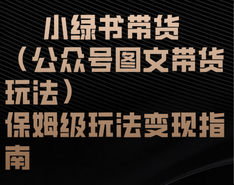 小绿书带货（公众号图文带货玩法）保姆级玩法变现指南-小白搞钱