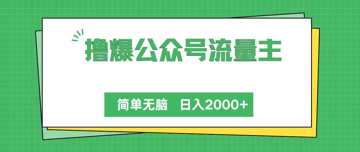 撸爆公众号流量主，简单无脑，单日变现2000+-小白搞钱
