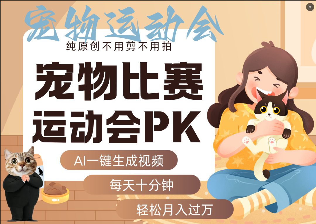AI萌宠运动员跳水 射击  篮球  足球比赛   每天十分钟 附详细提示词文案库  代替做素材 卖提示词 卖虚拟资料  卖宠物产品 做宠物私人定制产品  带徒弟 带陪跑 卖课  创作者分成 月入5W+-小白搞钱