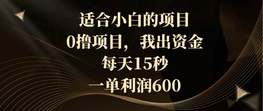适合小白的项目，0撸项目，我出资金，每天15秒，一单利润600-小白搞钱