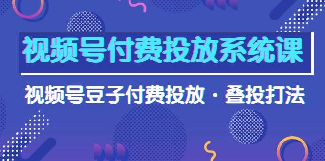 视频号付费投放系统课，视频号豆子付费投放·叠投打法（高清视频课）-小白搞钱
