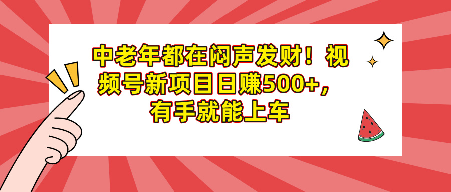 中老年都在闷声发财！视频号新项目日赚500+，有手就能上车-小白搞钱