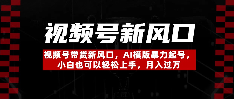 视频号带货新风口，AI模版暴力起号，小白也可以轻松上手，月入过万-小白搞钱
