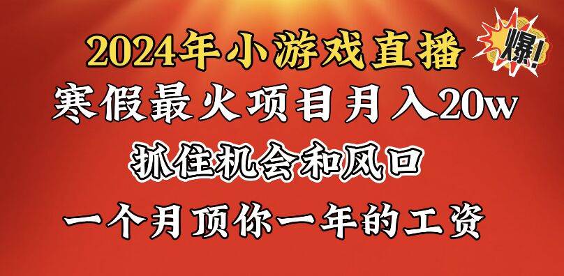 2024年寒假爆火项目，小游戏直播月入20w+，学会了之后你将翻身-小白搞钱