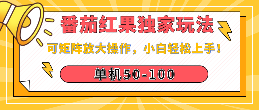 番茄红果独家玩法，单机50-100，可矩阵放大操作，小白轻松上手！-小白搞钱