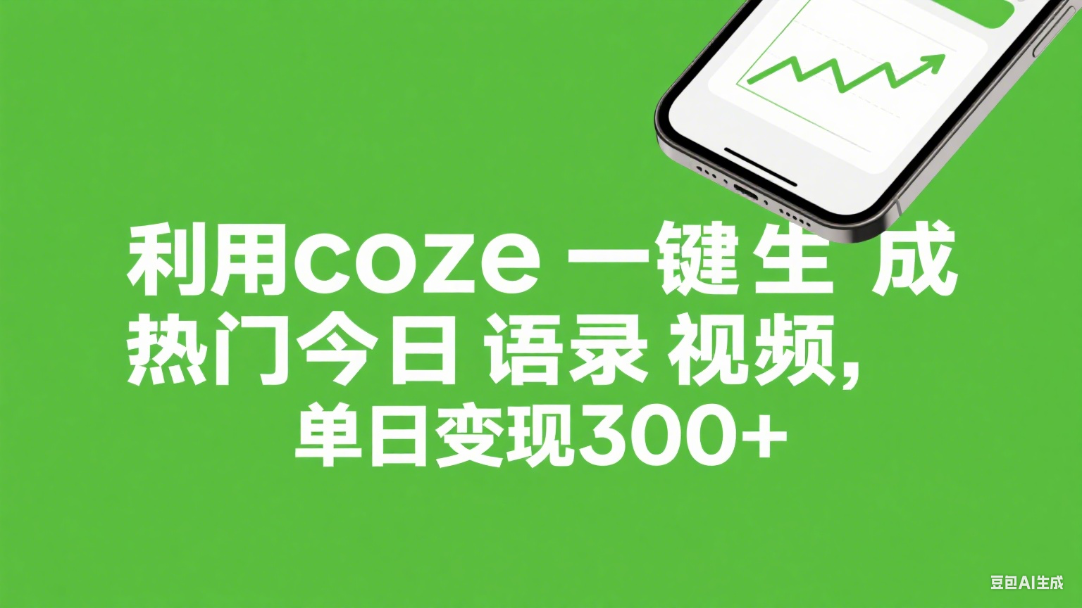 利用coze一键生成热门今日语录视频，单日变现300+-小白搞钱
