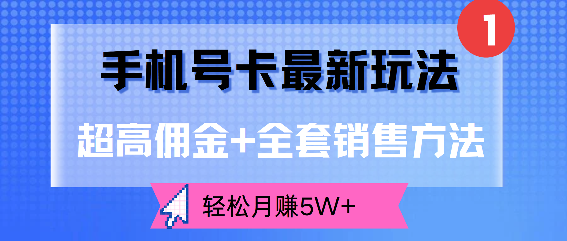 超高佣金+全套销售方法，手机号卡最新玩法，轻松月赚5W+-小白搞钱