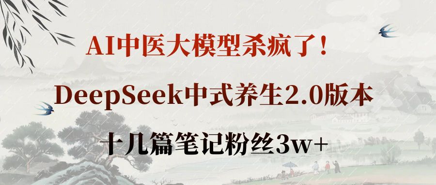 AI中医大模型杀疯了！DeepSeek中式养生2.0版本，十几篇笔记粉丝3w+-小白搞钱