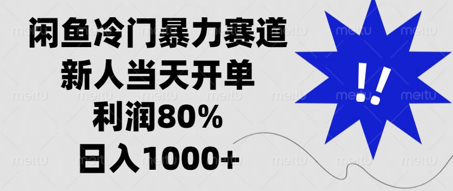 闲鱼冷门暴力赛道，利润80%，日入1000+新人当天开单，-小白搞钱