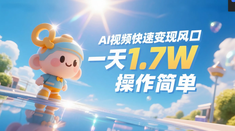 《Ai视频变现风口，一天1.7W，收入无上限，操作简单》-小白搞钱