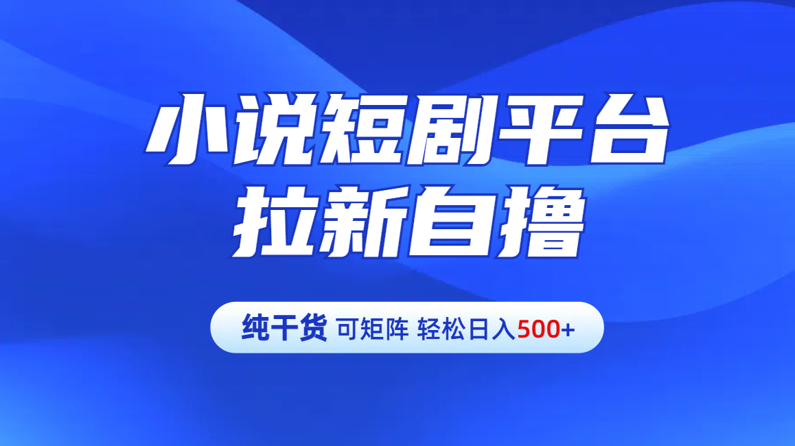 【纯干货】小说短剧平台拉新自撸玩法详解-单人轻松日入500+-小白搞钱