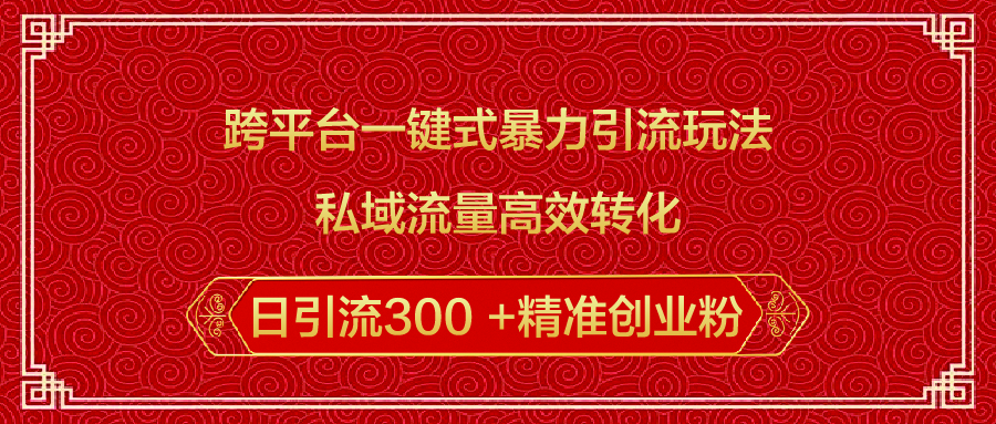跨平台一键式暴力引流玩法，私域流量高效转化日引流300 +精准创业粉-小白搞钱