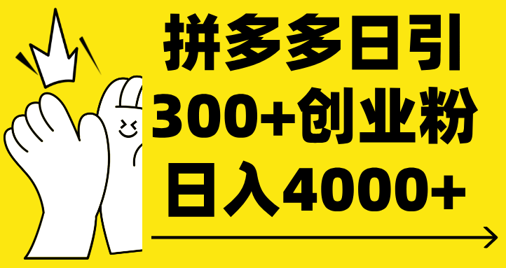 拼多多日引300+创业粉 日入4000+-小白搞钱