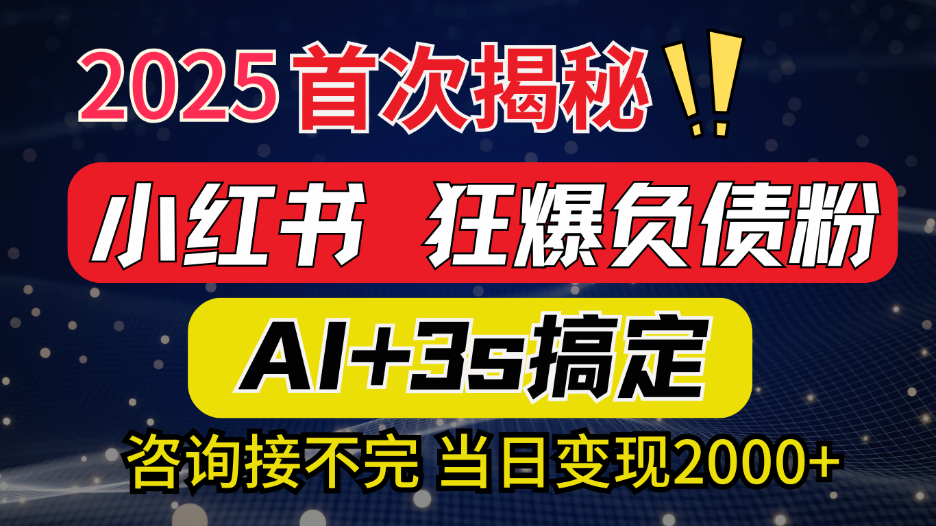 2025引流天花板：最新小红书狂暴负债粉思路，咨询接不断，当日入2000+-小白搞钱