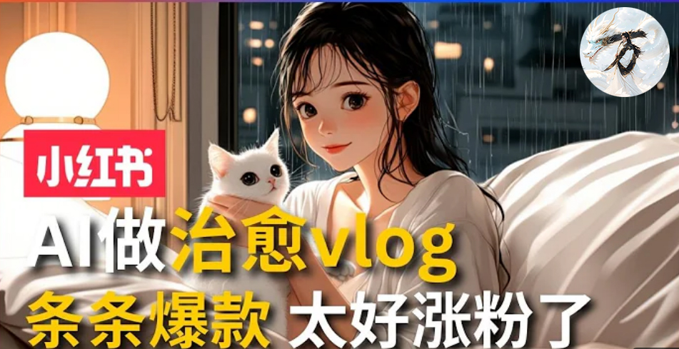 AI治愈系vlog动画视频，小红书7天 涨粉破千，商单报价1500+，0成本制作，日入2000+，有手就会 -小白搞钱